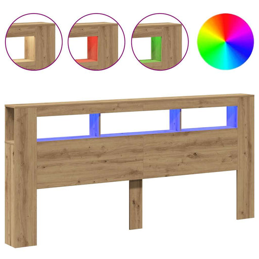 LED Headboard Artisan Oak 220x18,5x103,5 cm Engineered Wood LED Headboard Artisan Oak 220x18,5x103,5 cm Engineered Wood