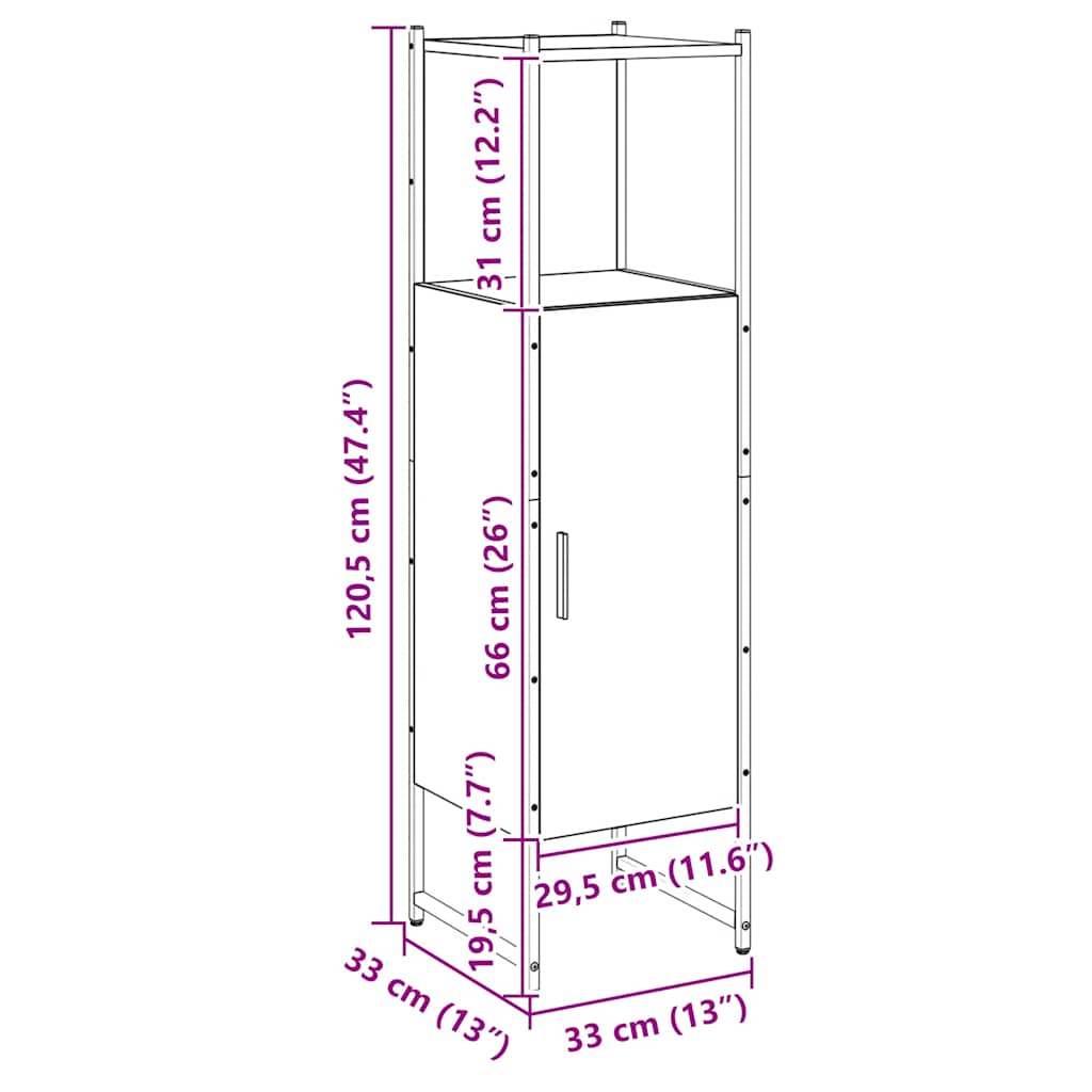Bathroom Cabinet Artisan Oak 33x33x120.5 cm Engineered Wood