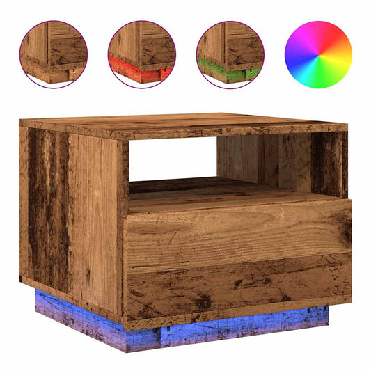 Coffee Table with LED Lights Old Wood 50x49x40 cm Coffee Table with LED Lights Old Wood 50x49x40 cm