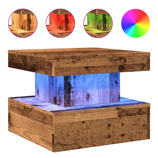 Coffee Table with LED Lights Old Wood 50x50x40 cm Coffee Table with LED Lights Old Wood 50x50x40 cm