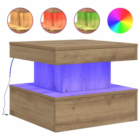 Coffee Table with LED Lights Artisian Oak 50x50x40 cm Coffee Table with LED Lights Artisian Oak 50x50x40 cm