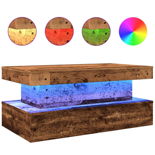 Coffee Table with LED Lights Old Wood 90x50x40 cm Coffee Table with LED Lights Old Wood 90x50x40 cm