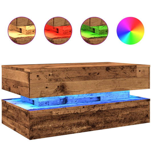 Coffee Table with LED Lights Old Wood 90x50x40 cm Coffee Table with LED Lights Old Wood 90x50x40 cm