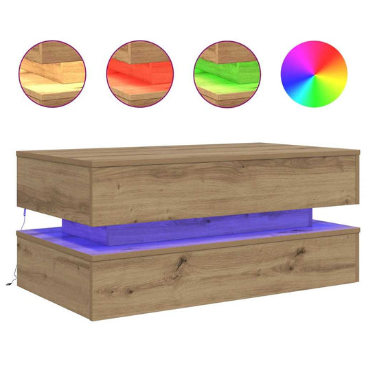 Coffee Table with LED Lights Artisian Oak 90x50x40 cm Coffee Table with LED Lights Artisian Oak 90x50x40 cm