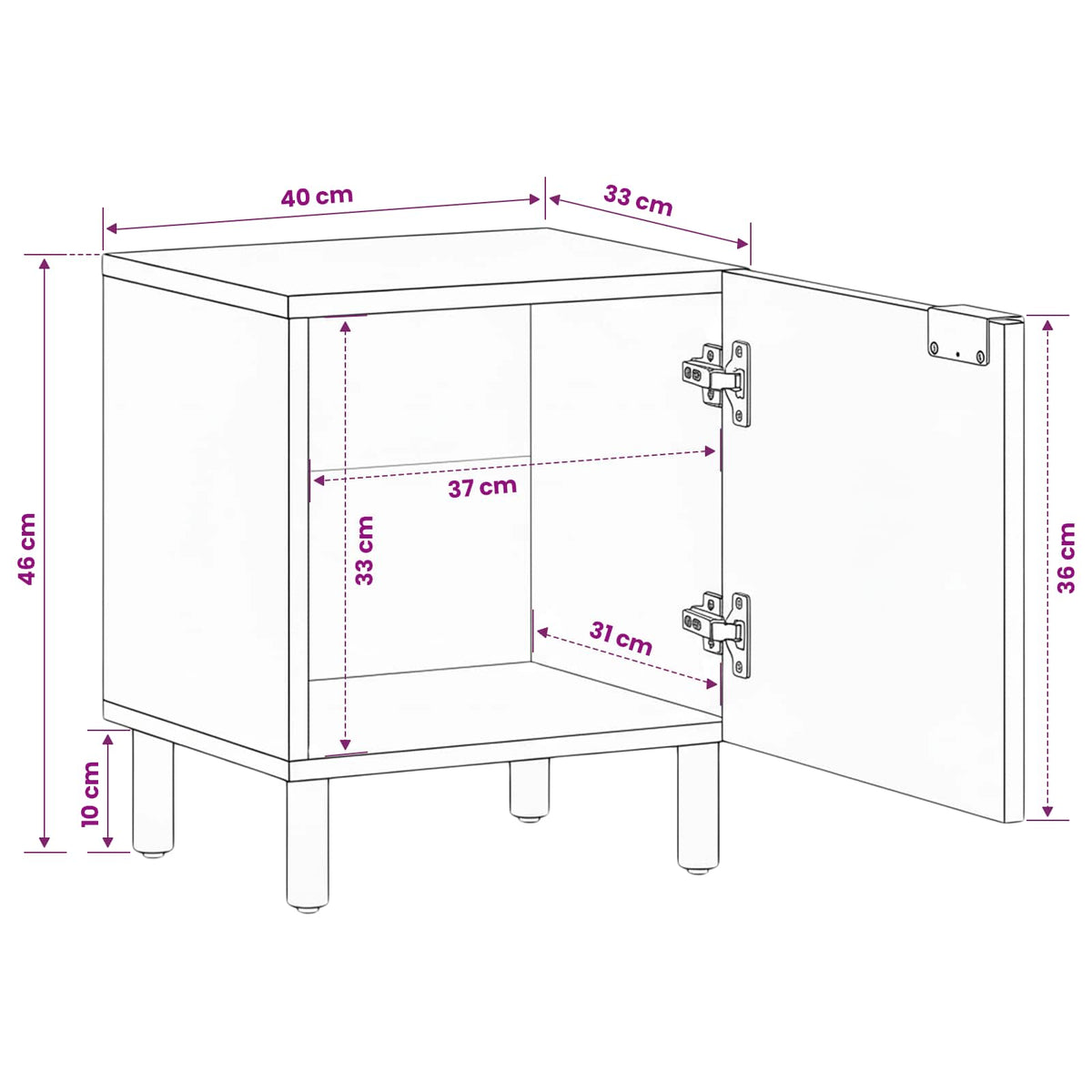 Bedside Cabinet 2 pcs Black 40x33x46 cm Solid Wood Mango