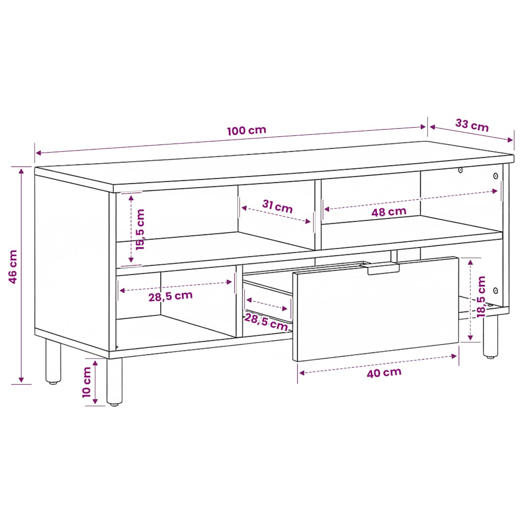 TV Cabinet Black 100x33x46 cm Engineered Wood