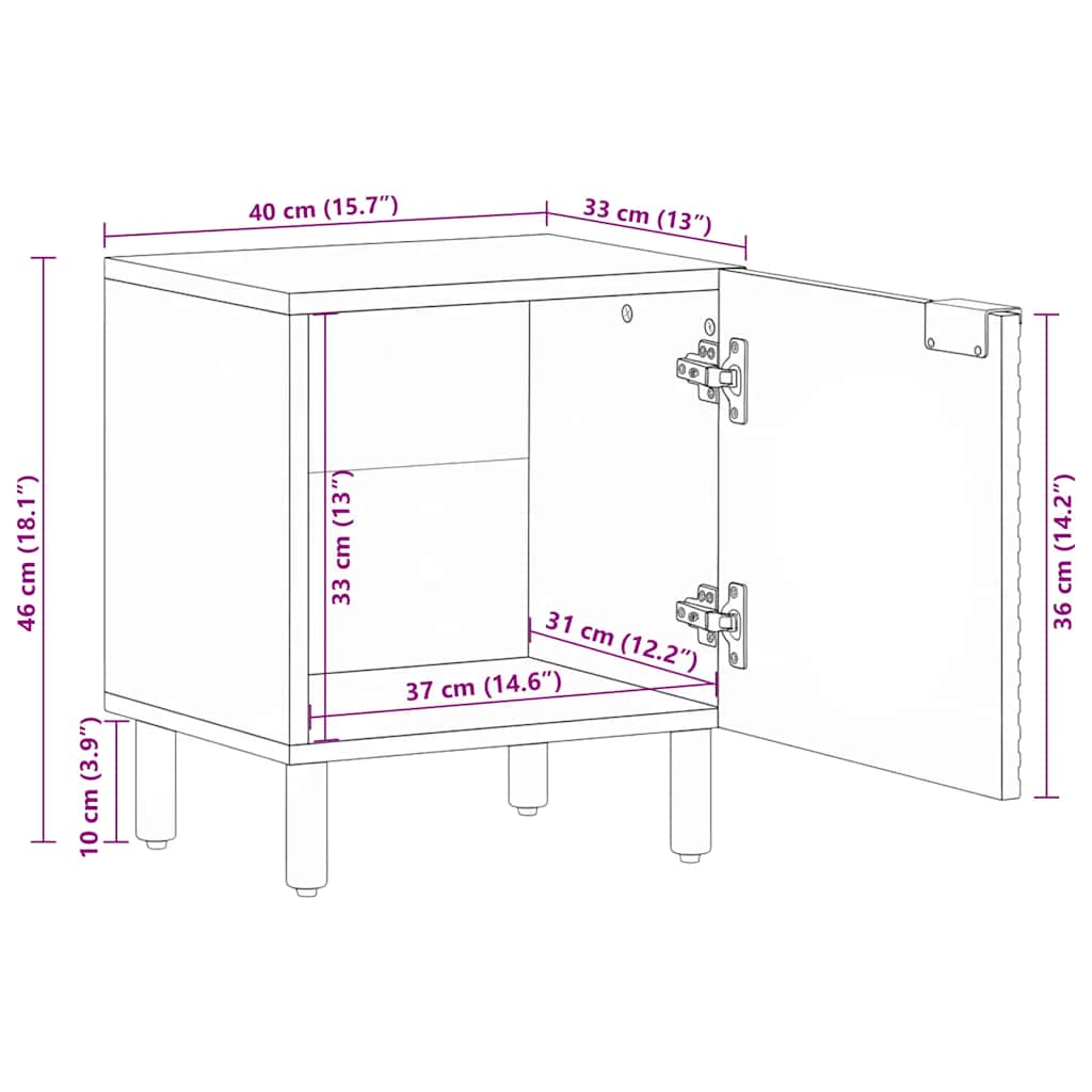 Bedside Cabinets 2 pcs Brown 40x33x46 cm Solid Wood Mango