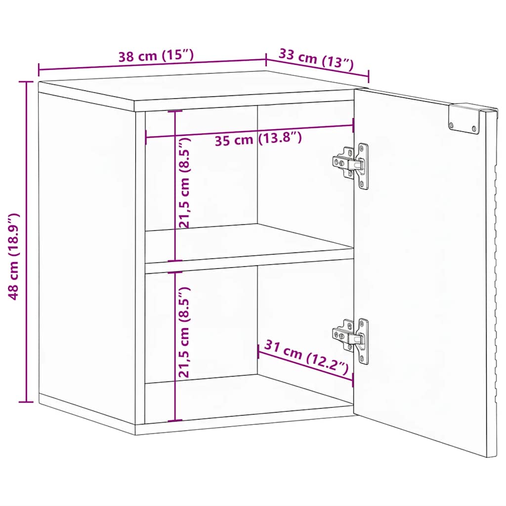 Bathroom Hanging Cabinet Brown 38x33,5x48 cm Solid Wood Mango