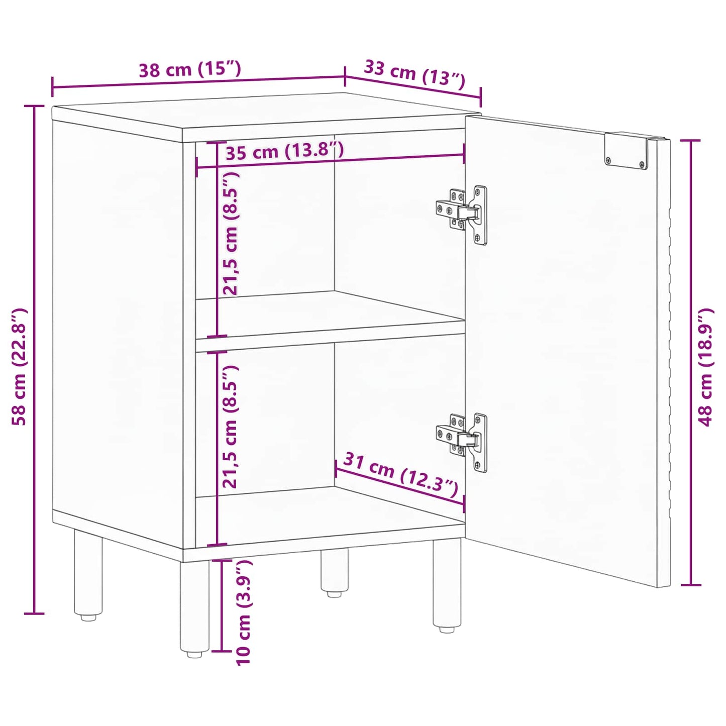 Bathroom Cabinet Brown 38 x 33 x 58 cm Solid Mango Wood