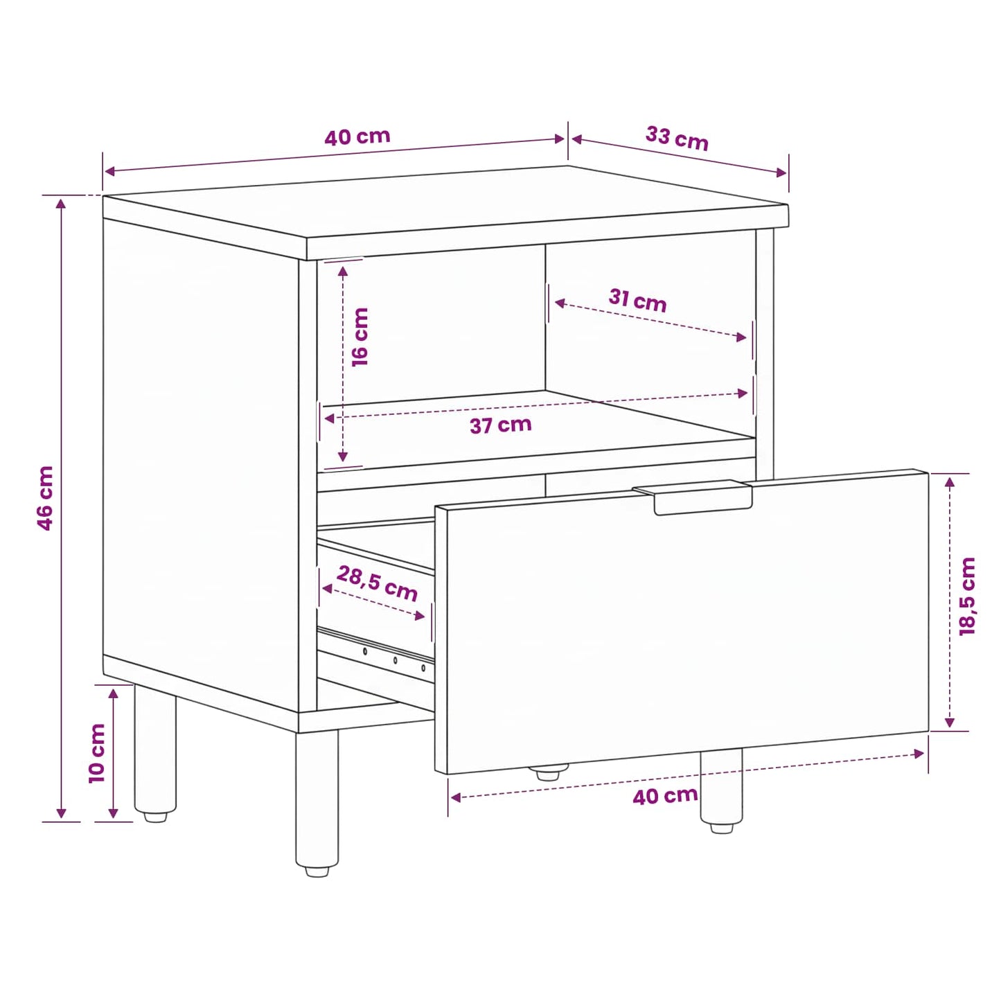 Bedside Cabinet 2 pcs Brown 40 x 33 x 46 cm Solid Mango Wood