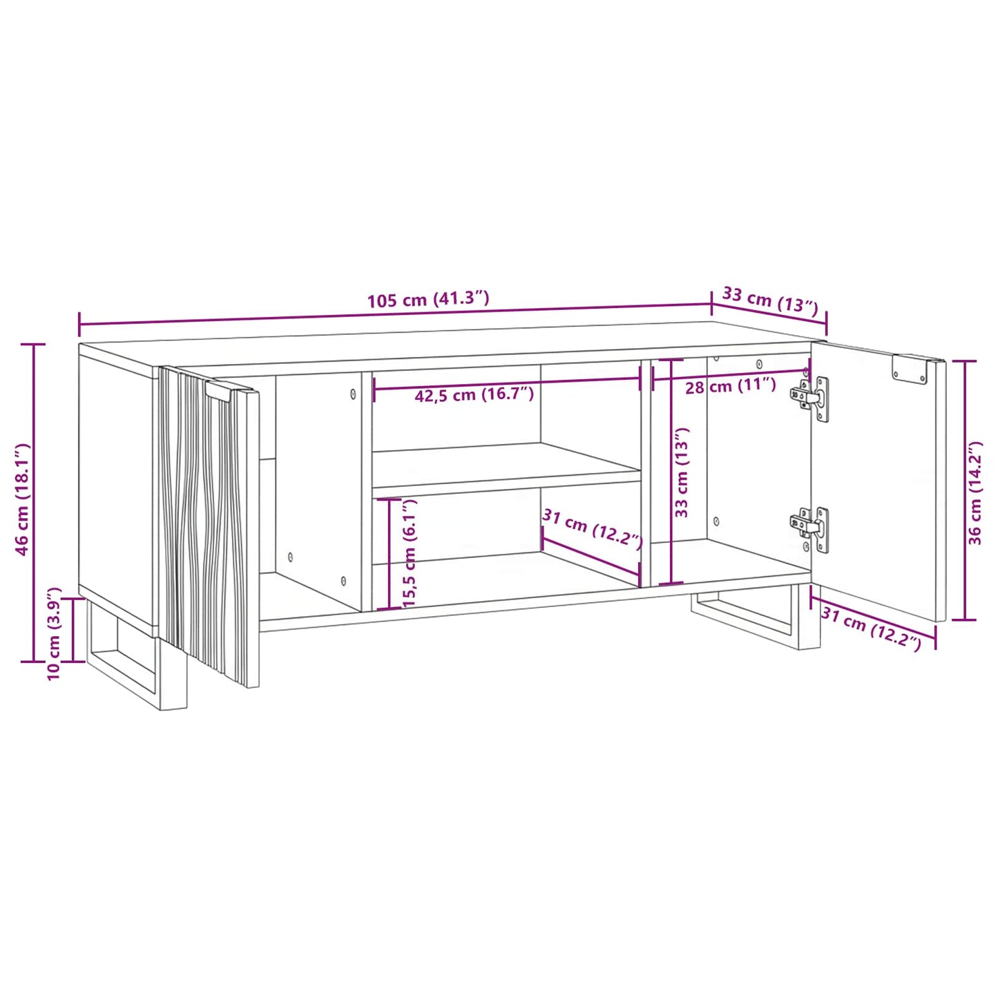 TV Units Brown 105 x 33 x 46 cm Engineered wood