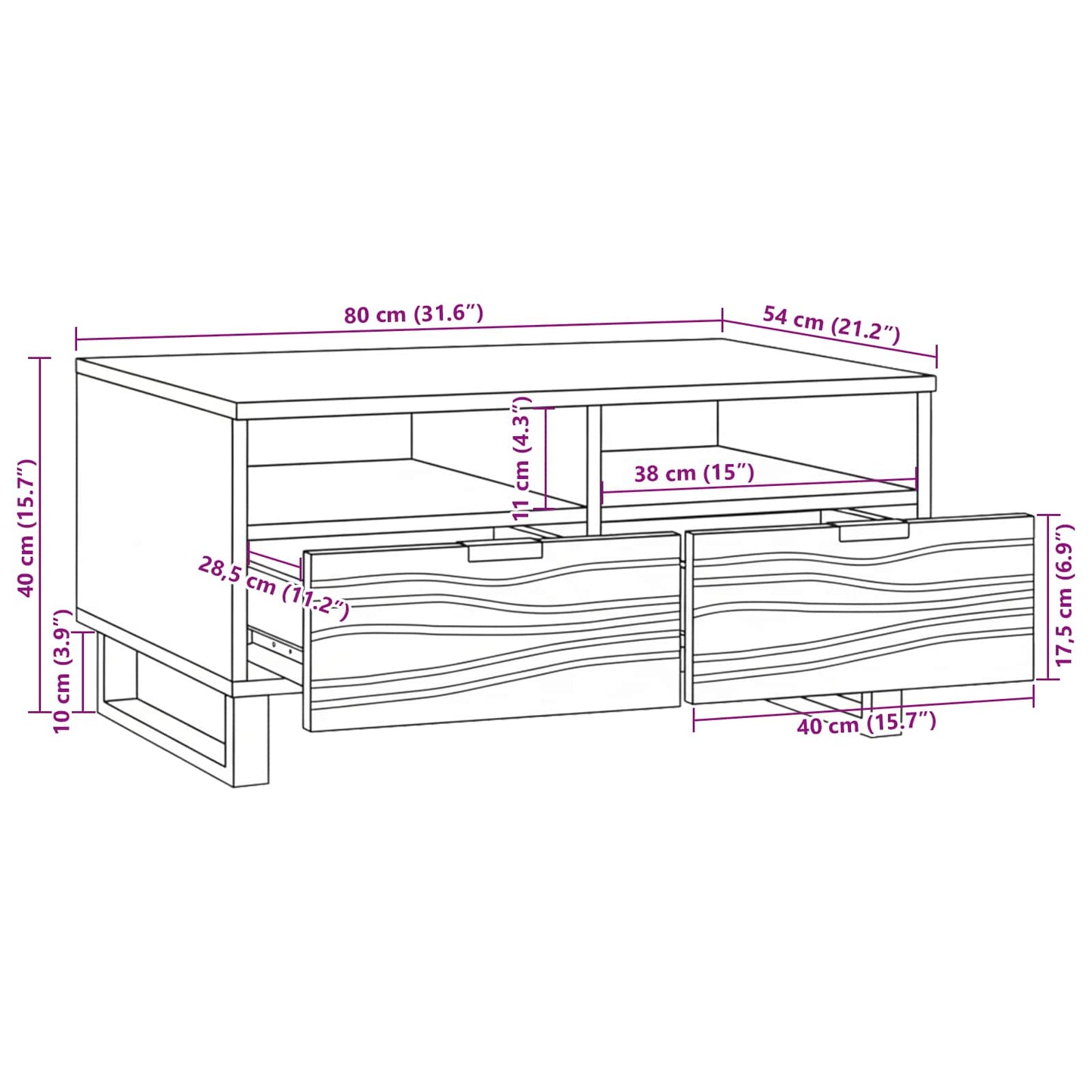 Coffee Table White 80 x 54 x 40 cm Engineered Wood