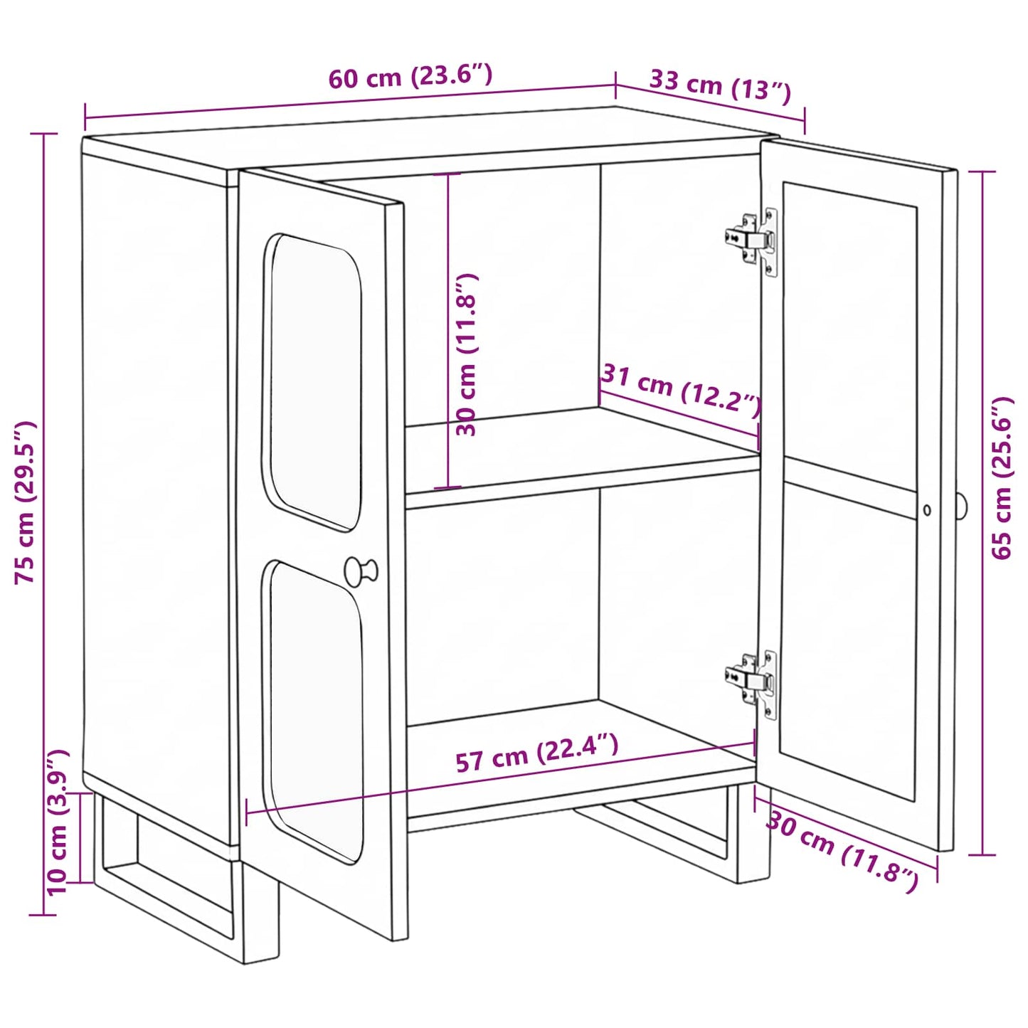 Sideboard Brown 60 x 33 x 75 cm Solid Mango Wood