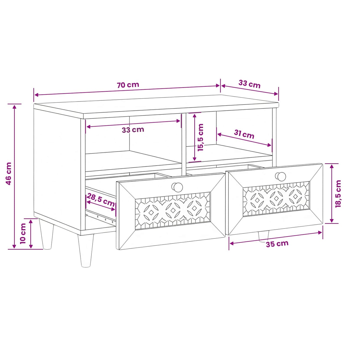 TV Units with Shelf Light Brown 70 x 33 x 46 cm Engineered wood