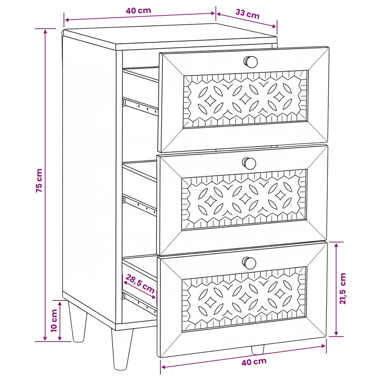 Sideboard with Drawer Light brown 33.5 x 40 x 75 cm