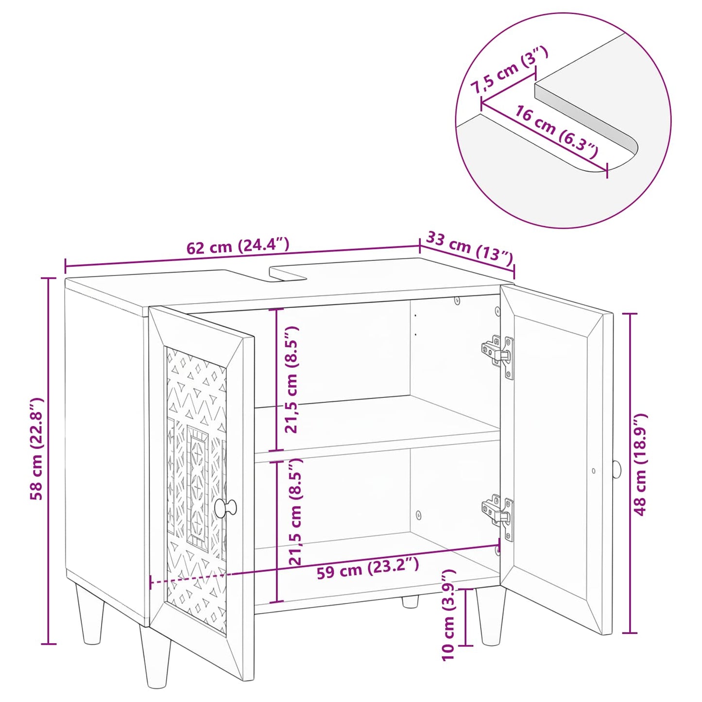 Bathroom Cabinet Wall-mounted with Door White 62 x 33 x 58 cm