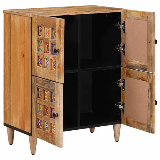 Sideboard with Storage Natural 60 x 33 x 75 cm Solid Mango Wood Sideboard with Storage Natural 60 x 33 x 75 cm Solid Mango Wood
