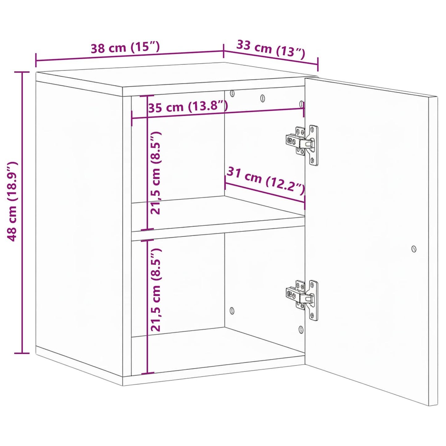 Bathroom Hanging Cabinet with Storage Brown 38 x 33.5 x 48 cm