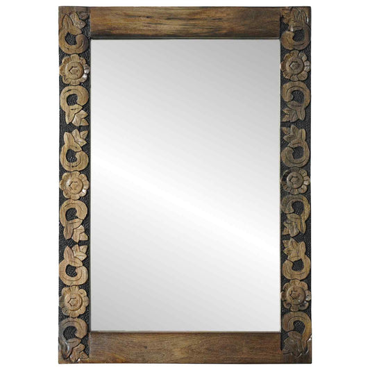 Wall Mirror Walnut Brown 70 x 50 cm Engineered Wood and Glass Wall Mirror Walnut Brown 70 x 50 cm Engineered Wood and Glass