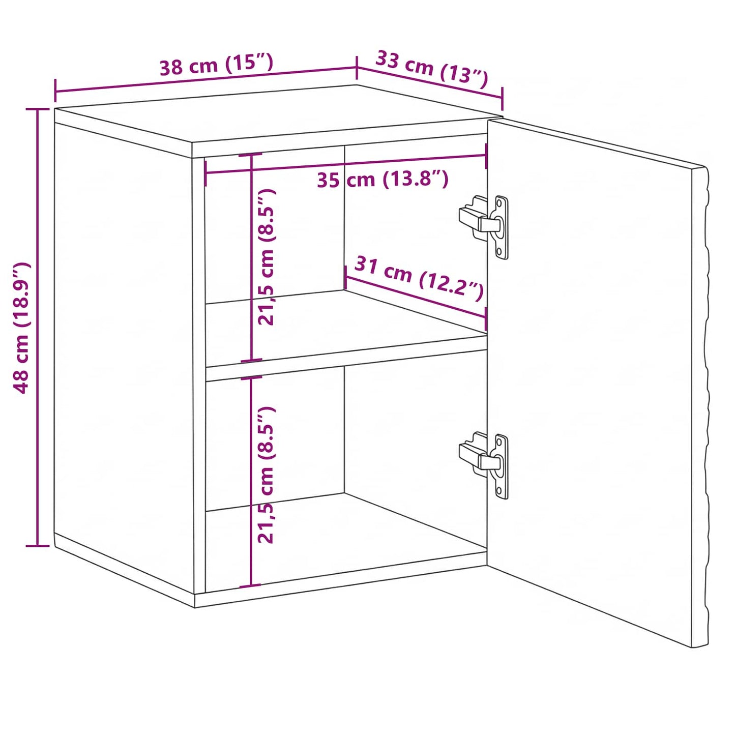 Bathroom Hanging Cabinet with Storage White 38 x 33.5 x 48 cm
