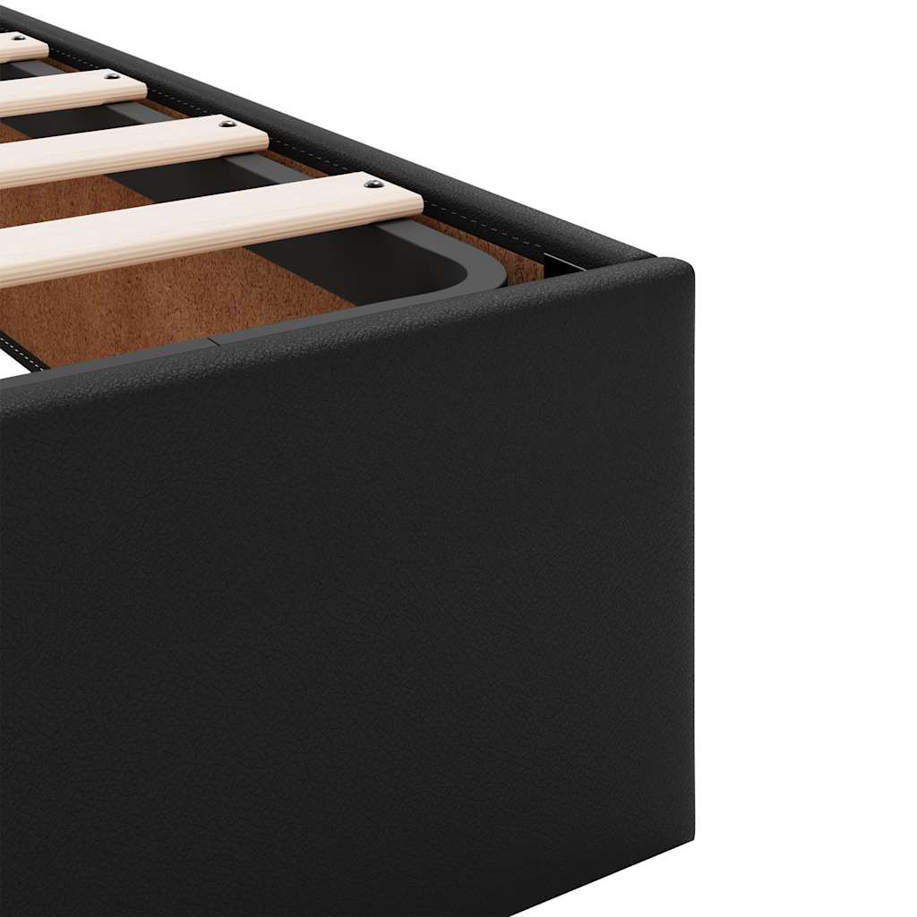 Ottoman Bed Frame without Mattress Black Super King Faux Leather