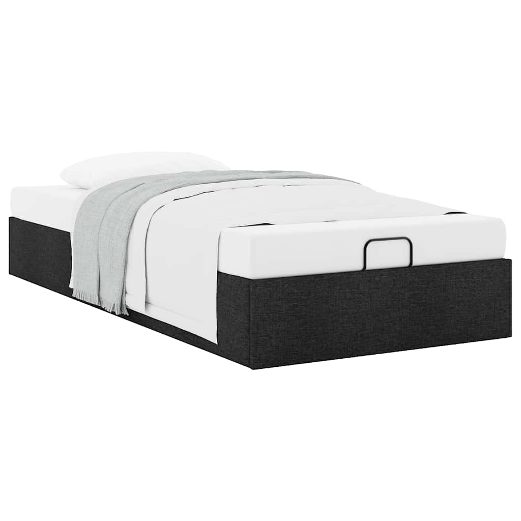 Ottoman Bed Frame without Mattress Black Single Fabric