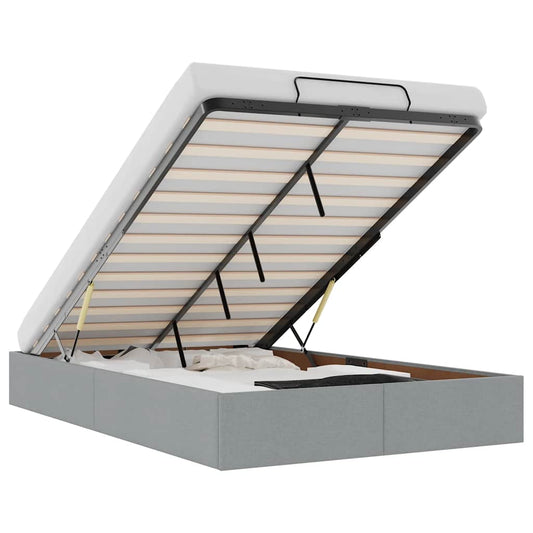 Ottoman Bed Frame without Mattress Light Grey Double Fabric Ottoman Bed Frame without Mattress Light Grey Double Fabric