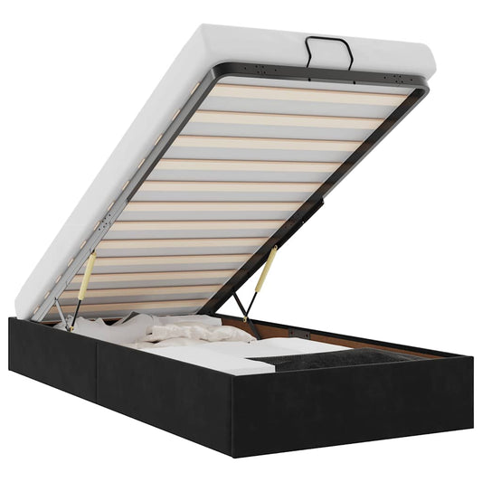Ottoman Bed Frame No Mattress Black Single Velvet Ottoman Bed Frame No Mattress Black Single Velvet