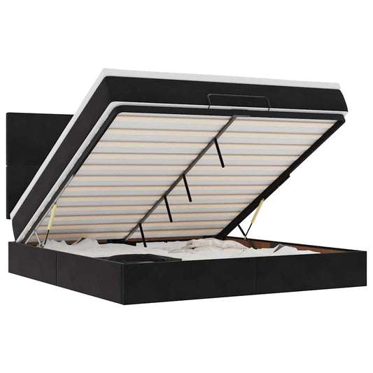 Ottoman Bed with Mattresses Black 180x200cm Velvet Ottoman Bed with Mattresses Black 180x200cm Velvet