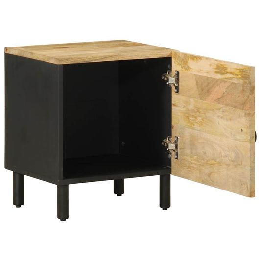Bed Cabinet Black 40x33.5x46 cm Solid Rough Wood Mango Bed Cabinet Black 40x33.5x46 cm Solid Rough Wood Mango