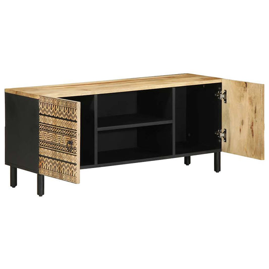 TV Cabinet Black 105x33.5x46 cm Solid Rough Wood Mango TV Cabinet Black 105x33.5x46 cm Solid Rough Wood Mango