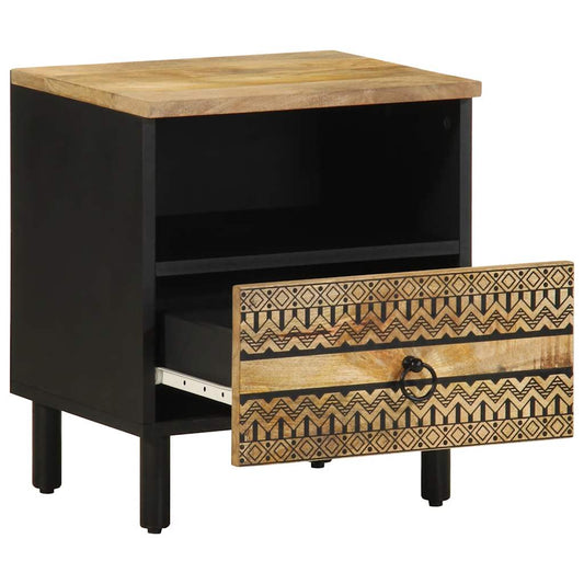 Bed Cabinet Black 40x33x46 cm Solid Rough Wood Mango Bed Cabinet Black 40x33x46 cm Solid Rough Wood Mango
