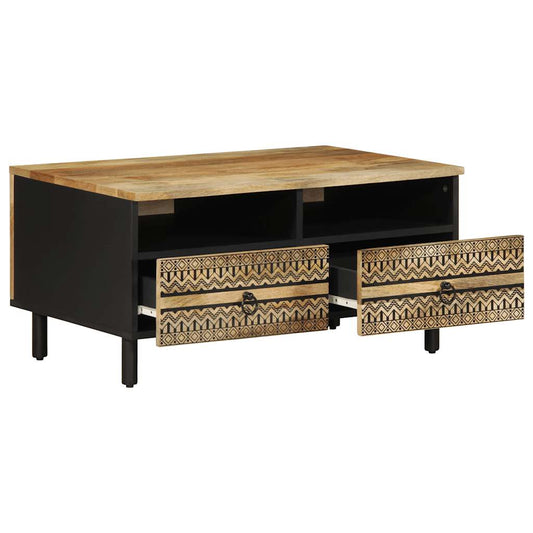 Coffee Table Black 80x54x40 cm Solid Rough Wood Mango Coffee Table Black 80x54x40 cm Solid Rough Wood Mango