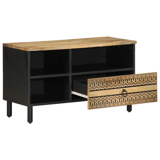 TV Cabinet Black 80x33.5x46 cm Solid Rough Wood Mango TV Cabinet Black 80x33.5x46 cm Solid Rough Wood Mango