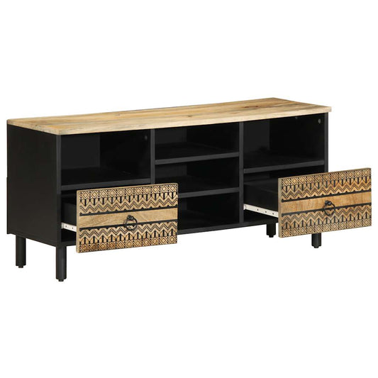 TV Cabinet Black 100x33,5x46 cm Solid Rough Wood Mango TV Cabinet Black 100x33,5x46 cm Solid Rough Wood Mango