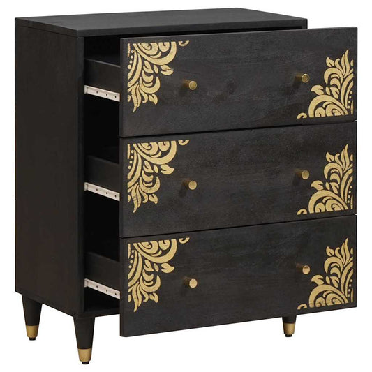 Sideboard Black 60 x 33 x 75 cm Solid Mango Wood Sideboard Black 60 x 33 x 75 cm Solid Mango Wood