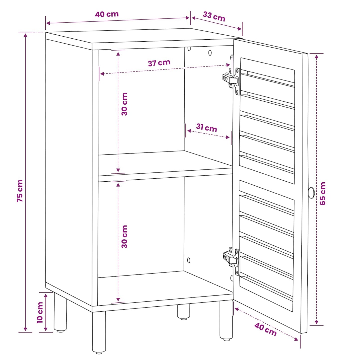 Storage Cabinets Natural 40 x 33 x 75cm Solid Mango Wood