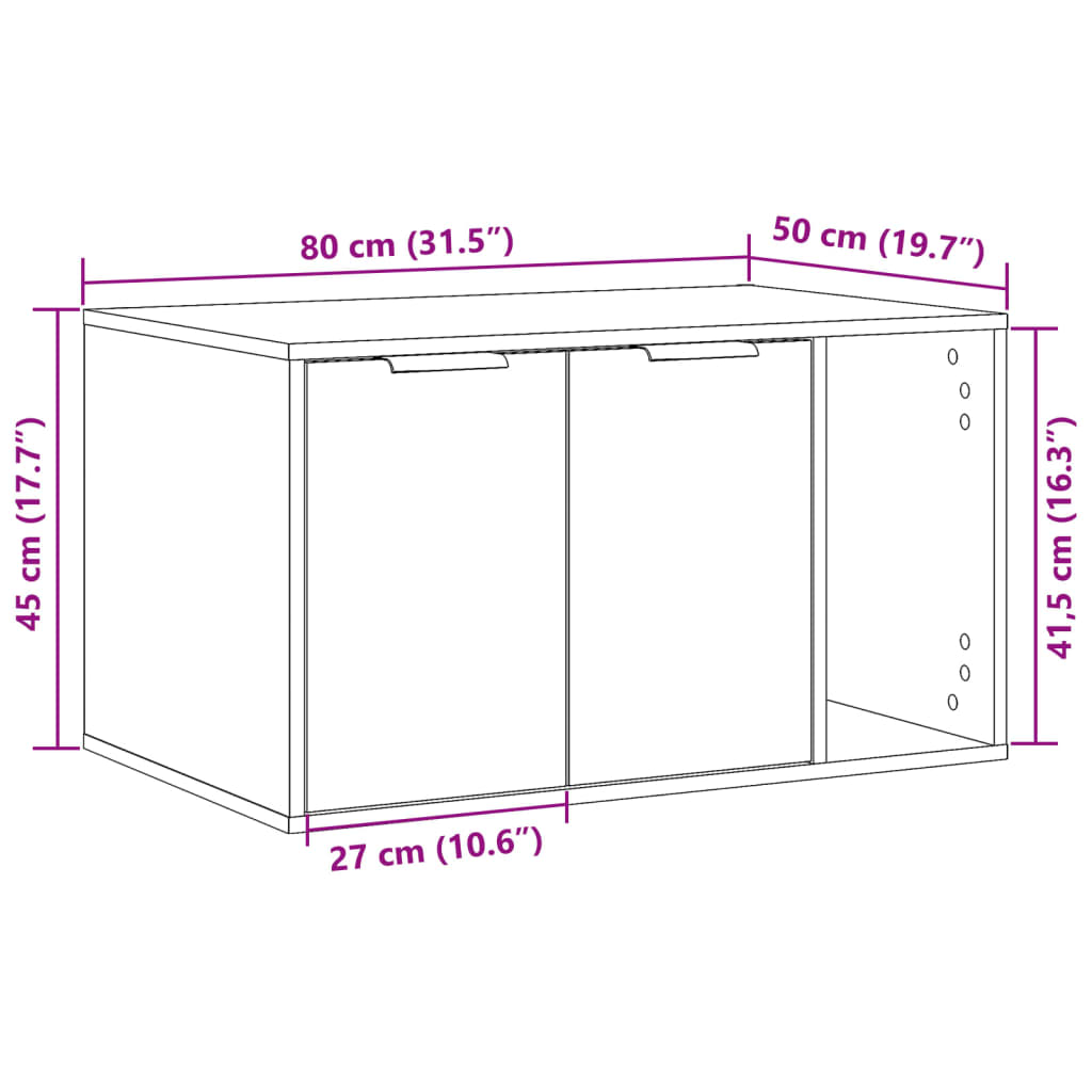 Cat Litter Box Enclosure Concrete Grey 80x50x45 cm Engineered Wood