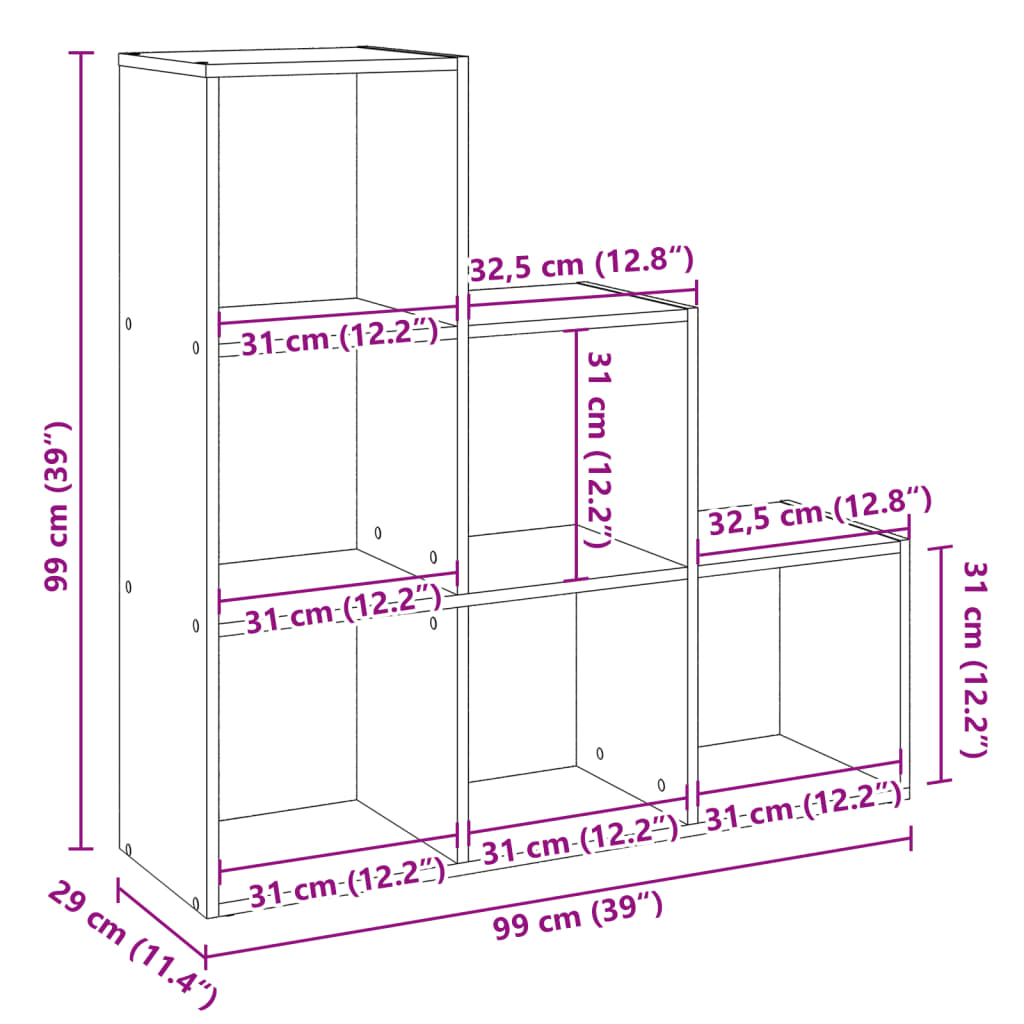Room Divider Bookcase 3-Tier Sonoma Oak 99x29x99 cm Engineered Wood