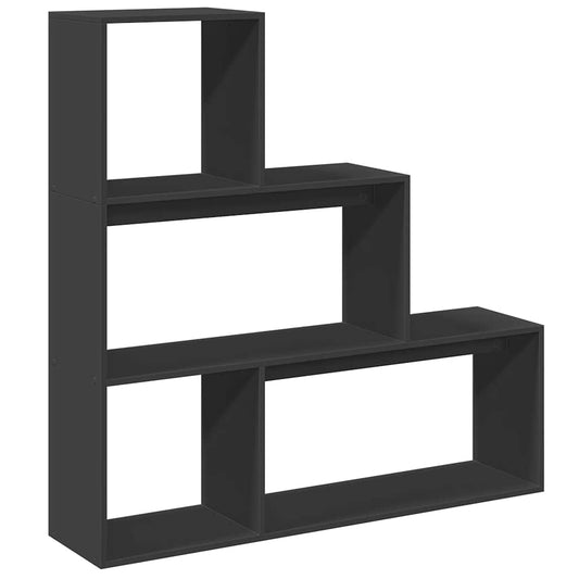 Room Divider Bookcase 3-Tier Black 123x29x123 cm Engineered Wood Room Divider Bookcase 3-Tier Black 123x29x123 cm Engineered Wood