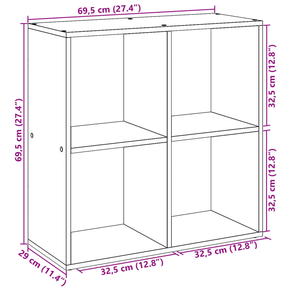 Room Divider Bookcase Concrete Grey 69,5x29x69,5 cm Engineered Wood