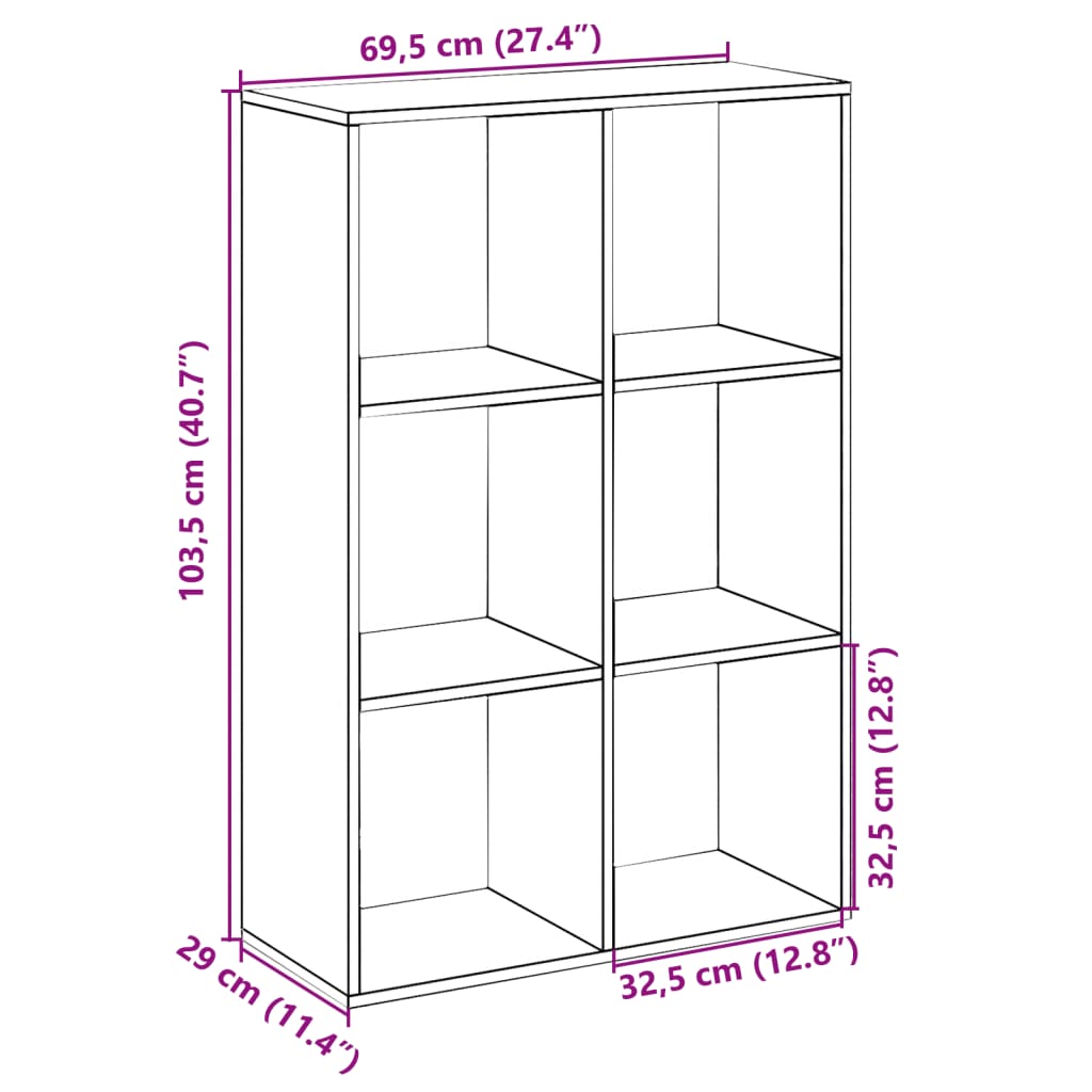 Room Divider Bookcase Smoked Oak 69,5x29x103,5 cm Engineered Wood