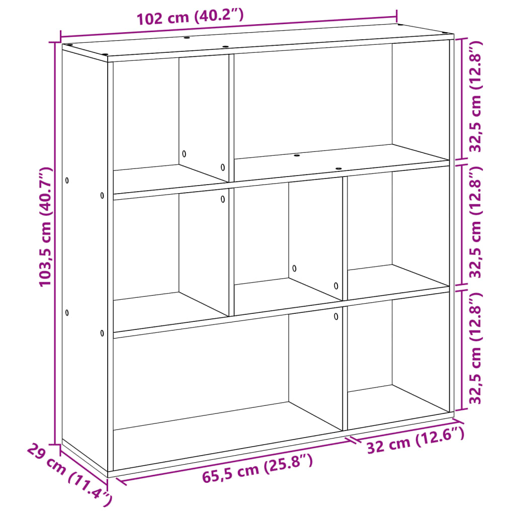 Room Divider Bookcase Sonoma Oak 102x29x103,5 cm Engineered Wood