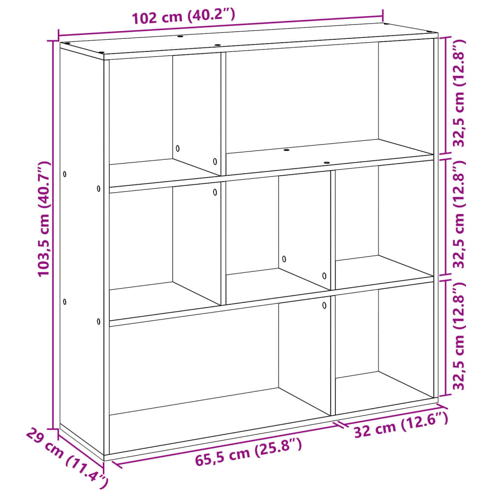 Room Divider Bookcase Grey Sonoma 102x29x103.5 cm