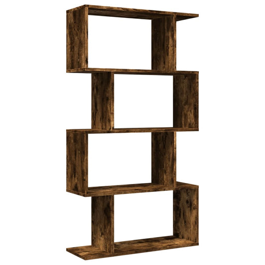Room Divider Bookcase 4-Tier Smoked Oak 70x24x129 cm Engineered Wood Room Divider Bookcase 4-Tier Smoked Oak 70x24x129 cm Engineered Wood