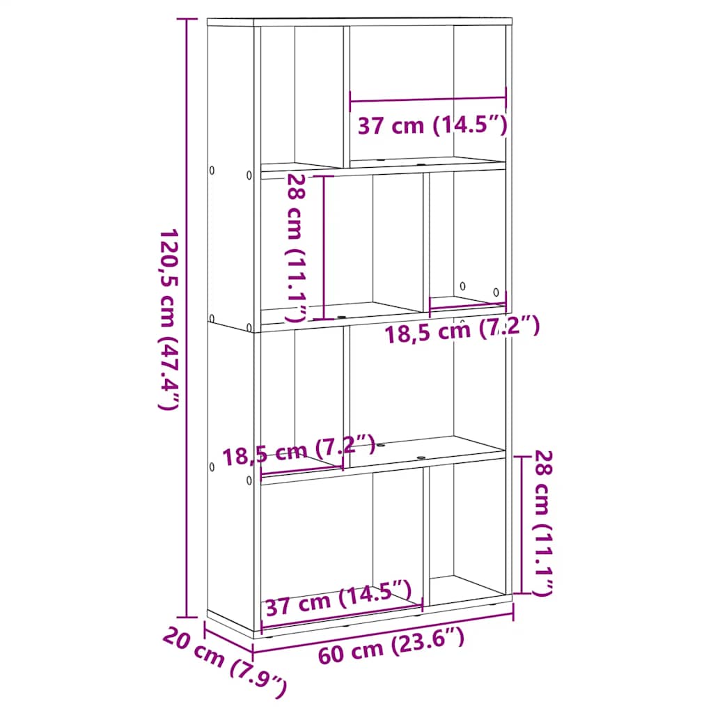 Bookcase Artisian Oak 60x20x120,5 cm Engineered Wood