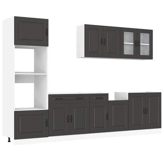 7 Piece Kitchen Cabinet Set Kalmar Black Engineered Wood 7 Piece Kitchen Cabinet Set Kalmar Black Engineered Wood