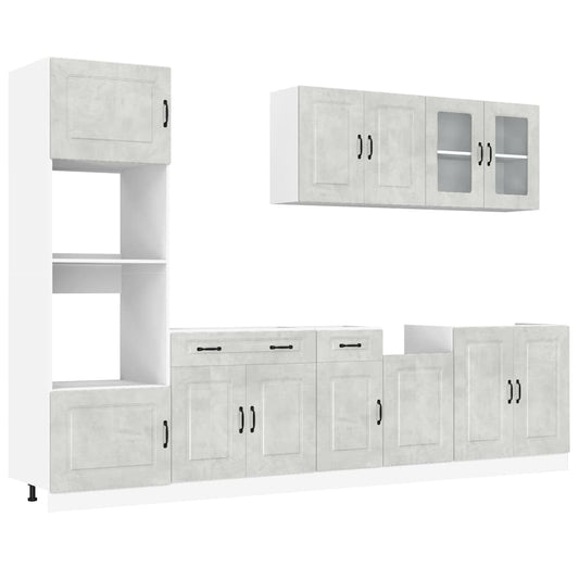 7 Piece Kitchen Cabinet Set "Kalmar" Concrete Grey 7 Piece Kitchen Cabinet Set "Kalmar" Concrete Grey
