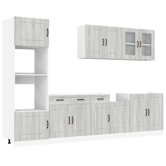 7 Piece Kitchen Cabinet Set "Kalmar" Grey Sonoma Engineered Wood 7 Piece Kitchen Cabinet Set "Kalmar" Grey Sonoma Engineered Wood