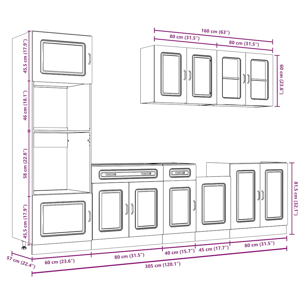 7 Piece Kitchen Cabinet Set "Kalmar" Grey Sonoma Engineered Wood